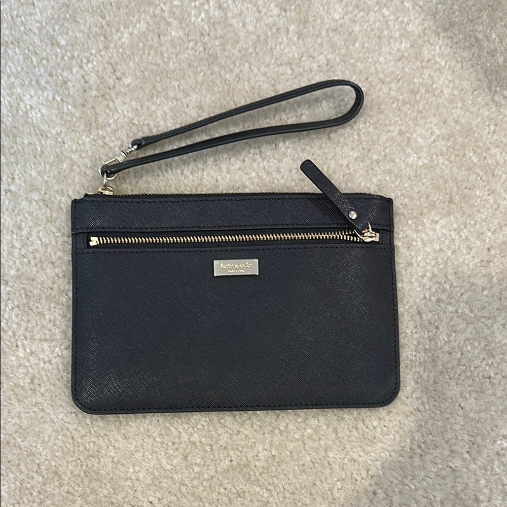 Kate Spade Black Wristlet with Gold Details